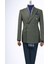 Italyan Stil Slim Fit Kruvaze Sivri Yaka Erkek Ceket Haki T13292 4
