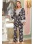 25197 Kadın Sabahlıklı Pijama Takımı-Çiçekli 1