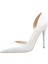 Kadın Beyaz Cilt 8cm Ince Şeffaf Kapak Topuklu Stiletto Ayakkabı 5