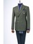 Italyan Stil Slim Fit Kruvaze Sivri Yaka Erkek Ceket Haki T13292 1