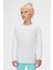 Beyaz Basic Unisex Çocuk Kışlık Sıfır Yaka Uzun Kollu Tişört 2