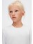 Beyaz Basic Unisex Çocuk Kışlık Sıfır Yaka Uzun Kollu Tişört 3