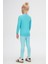 Açık Turkuaz Basic Unisex Çocuk Kışlık Sıfır Yaka Uzun Kollu Tişört 4