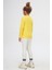 Sarı Basic Unisex Çocuk Kışlık Sıfır Yaka Uzun Kollu Tişört 4