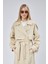 Bej Oversize Kruvaze Kapama Rüzgarlık Detaylı Trençkot 44956 2