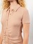 Lcw Vision Açık Kahverengi Polo Yaka Düz Kısa Kollu Kadın Bodycon Elbise 4