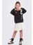 Pileli Şort Etek & Gül Dekorlu Sweatshirt Kız Çocuk Takım - Siyah 3