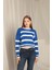 Kadın Çizgili Triko Yarı Crop Kazak 2