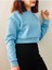 Kadın Oversize Polarlı Düşük Kol Crop Sweatshirt 2