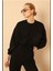 Kadın Kapitone Kumaş Oversize Cepli Beli Lastikli Sweatshirt 4