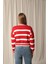 Kadın Çizgili Triko Yarı Crop Kazak 3