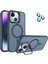 Caseworld Apple iPhone 14 Lens Hediyeli Kapak Kamera Korumalı Wireless Şarj Özellikli Standlı Premium Kılıf - Lacivert 1