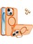 Caseworld Apple iPhone 15 Lens Hediyeli Kapak Kamera Korumalı Wireless Şarj Özellikli Standlı Premium Kılıf - Turuncu 1