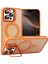 Caseworld Apple iPhone 16 Pro Max Lens Hediyeli Kapak Kamera Korumalı Wireless Şarj Özellikli Standlı Premium Kılıf - Turuncu 1
