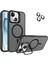 Caseworld Apple iPhone 15 Lens Hediyeli Kapak Kamera Korumalı Wireless Şarj Özellikli Standlı Premium Kılıf - Siyah 1