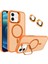 Caseworld Apple iPhone 12 Lens Hediyeli Kapak Kamera Korumalı Wireless Şarj Özellikli Standlı Premium Kılıf - Turuncu 1