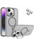 Caseworld Apple iPhone 14 Lens Hediyeli Kapak Kamera Korumalı Wireless Şarj Özellikli Standlı Premium Kılıf - Gri 1