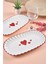2 Adet Love Serisi Sunum Tabağı & Kayık Tabak 29X16CM Kalp Desen 1