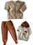 Unısex Çocuk 3lü Set Içi Polarlı Ceket Sweatshırt Pantalon Alt Üst Ceketli Takım 2