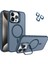 Apple iPhone 15 Pro Max Lens Hediyeli Kapak Kamera Korumalı Wireless Şarj Özellikli Standlı Premium Kılıf - Lacivert 1