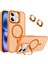 Apple iPhone 16 Lens Hediyeli Kapak Kamera Korumalı Wireless Şarj Özellikli Standlı Premium Kılıf - Turuncu 1