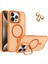 Apple iPhone 15 Pro Max Lens Hediyeli Kapak Kamera Korumalı Wireless Şarj Özellikli Standlı Premium Kılıf - Turuncu 1
