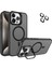Apple iPhone 15 Pro Max Lens Hediyeli Kapak Kamera Korumalı Wireless Şarj Özellikli Standlı Premium Kılıf - Siyah 1