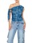 Denim Desenli Tek Omuzlu Bluz 2