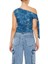 Denim Desenli Tek Omuzlu Bluz 3