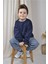 Erkek Çocuk Sweatshirt ve Dokuma Çizgili Alt-Üst Takım Lacivert 2