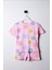 Pembe Çiçekli Tshirt Şort Takım Pembe 5