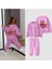 Kız Çocuk Ayıcıklı 3 Iplik Şardonsuz Alt-Üst Sweatshirt-Eşofman Takım Pembe 2