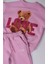 Kız Çocuk Ayıcıklı 3 Iplik Şardonsuz Alt-Üst Sweatshirt-Eşofman Takım Pembe 4