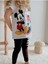 Minnie ve Mickey Mouse Baskılı T-Shirt ve Tayt Kız Çocuk Alt Üst Takım Açık Gri 2
