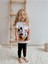 Minnie ve Mickey Mouse Baskılı T-Shirt ve Tayt Kız Çocuk Alt Üst Takım Açık Gri 3