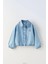 Kız Çocuk Çicek Işlemeli Denim Gömlek Mavi 1
