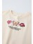 Kız Çocuk Işleme Detaylı T-Shirt Krem 3