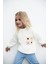 Kız Çocuk Dantel Detaylı Sweatshirt Ekru 4