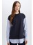 Bisiklet Yaka Çizgili Gömlek Görünümlü Sweatshirt Tunik E1393AX25SP 4