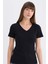 Slim Fit Dar Kesim V Yaka Basic Düz Ribana Kısa Kollu Tişört I1080AZ25SP 4