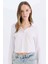 Coool Fitted Basic Düz Düğmeli Uzun Kollu Crop Beyaz Gömlek A0012AX25SP 1