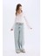 Coool Fitted Basic Düz Düğmeli Uzun Kollu Crop Beyaz Gömlek A0012AX25SP 2