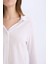 Coool Fitted Basic Düz Düğmeli Uzun Kollu Crop Beyaz Gömlek A0012AX25SP 5