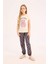 Kız Çocuk Pijama Takımı Bisiklet Yaka Baskılı Kısa Kollu Üst Beli Lastikli Desenli Alt E0538A825SM 1