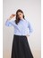 Relax Fit Çizgili Poplin Uzun Kollu Gömlek E1261AX25SP 3