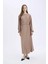 Regular Fit Pilise Uzun Kollu Maxi Elbise E1952AX25SP 1