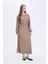 Regular Fit Pilise Uzun Kollu Maxi Elbise E1952AX25SP 3