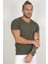 Haki V Yakalı Likralı Dar Kesim Erkek Tshirt 1801165 4