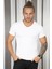 Beyaz V Yakalı Likralı Dar Kesim Erkek Tshirt 1801165 2