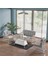 Icon Rattan Bahçe Balkon Oturma Takımı 2+1+1+Camlı Masa Kemik Rengi 1